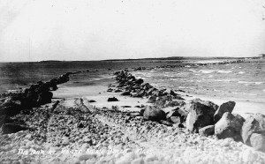 Stones placed along causeway to Gooseberry