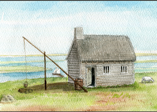Paul Cuffe was born January 17, 1759, on Cuttyhunk Island, which is part of the Elizabeth Islands south of Westport. His family lived in a house like this. His father used the small sailboat for traveling between the islands and for fishing.