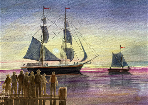On Traveller, Paul Cuffe sailed from Westport again in 1815 to Sierra Leone carrying 38 free black people who volunteered to go to Africa to help the people of Africa become more productive.